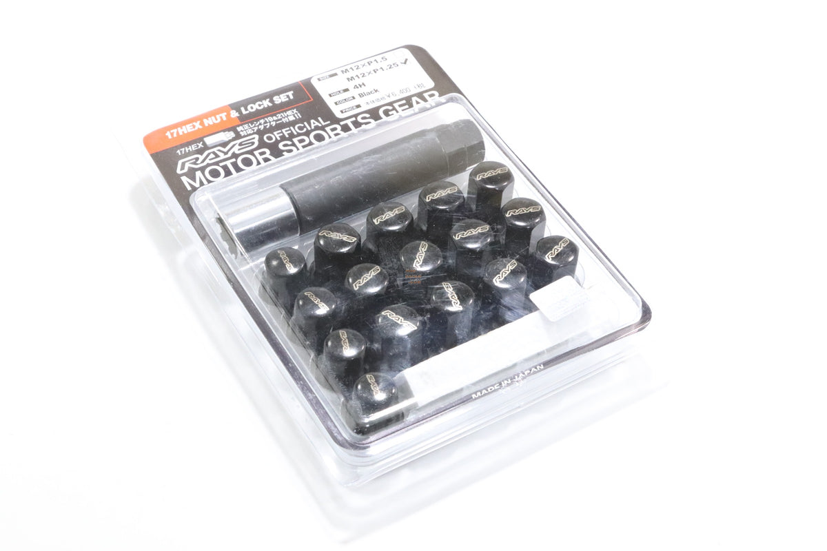 RAYS 17HEX Lock &amp; Nut Set Black (RAYS mark)