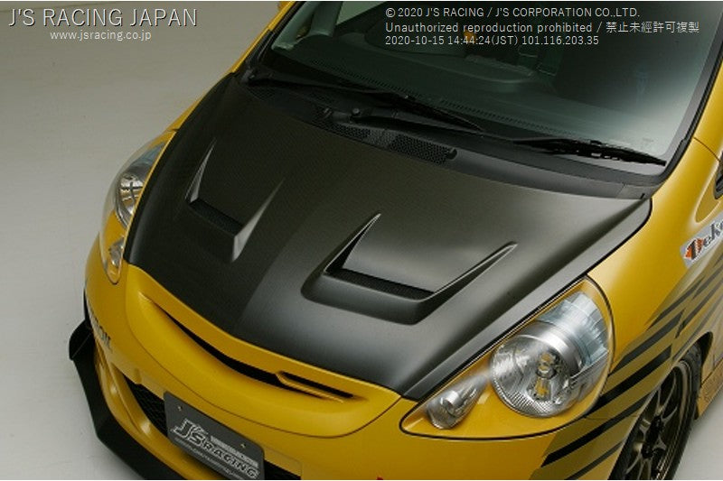 J'S RACING エアロボンネット Type-V Fit GD1〜4 J'S RACING FIT Type V FRP hood - On The Run Motorsports
